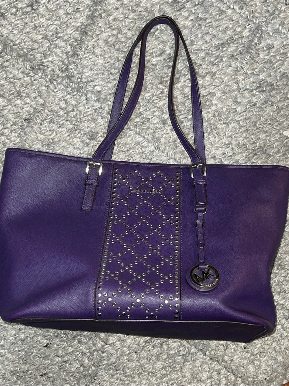 Michael Kors Purple Studded Tote - Picture 2 of 9